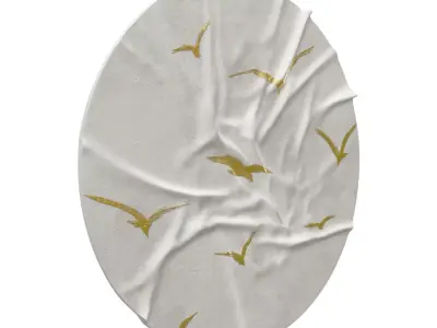 Round Gypsum Wall Art with Golden Birds 3D model