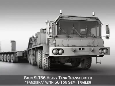 Faun STL-56 - Heavy Duty Tractor with 52t Semi-Trailer 3D model