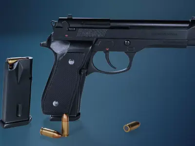 Beretta M9 9mm Pistol Low-poly 3D model