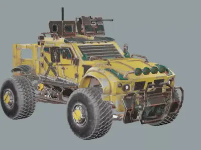 Post-Apocalypse Buggy Car MX-1 With Gun holder 3D Model Low-poly 3D model