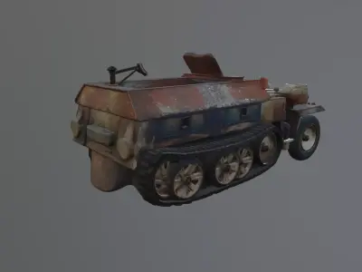 destroyed halftrack Free 3D model