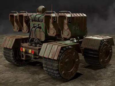 UGV Concept-3-Green-Rusty Low-poly 3D model