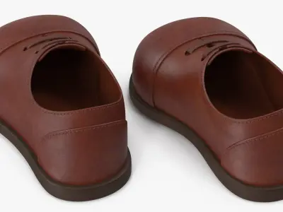 Cartoon Leather Shoes Brown 3D model