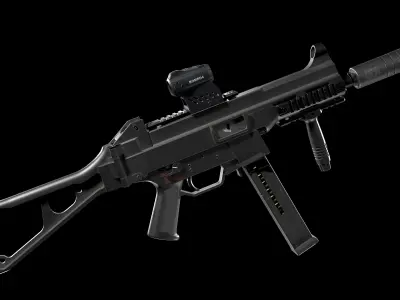 Tactical SMG Heckler and Koch UMP 45 ACP Low-poly 3D model