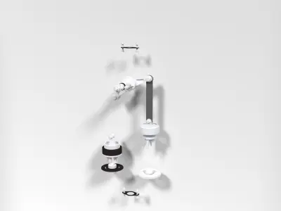 Manual two-piston pump with full mechanism 3D model