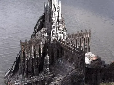 Dark Fantasy Mountain fortress 3  3D model