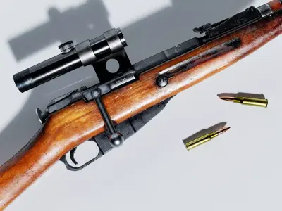 Mosin Nagant Low-poly 3D model