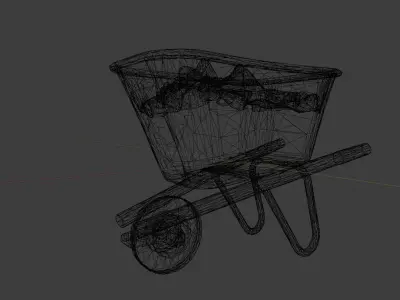 Rusted metal wheelbarrow Low-poly 3D model
