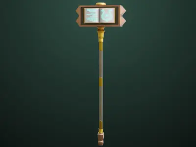 Battle Hammer 09 All PBR Textures Included Low-poly 3D model