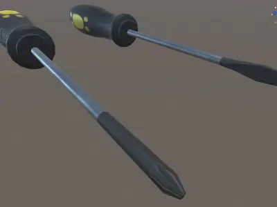screwdriver hq pbr vr unity unreal Low-poly 3D model