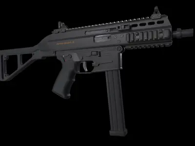 SMG or submachine gun Low-poly 3D model
