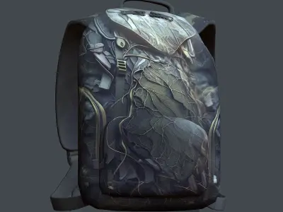 Backpack military combat Black baggage Low-poly Low-poly 3D model 8