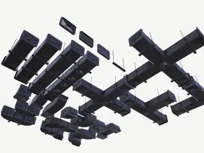 Modular ventilation Low-poly 3D model buy