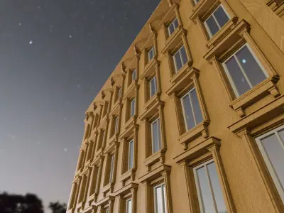 Rome Inspired Neoclassical Building Facade Low Poly 3D model