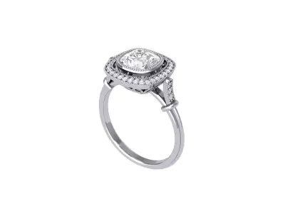  Cushion Solitaire Art deco Ring 3D print model purchase