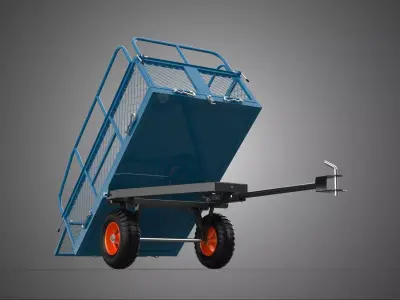 TILTING LIFTER TRAILER CAGE CARGO CART WAGON GARDEN ATVS TRACTOR 3D model
