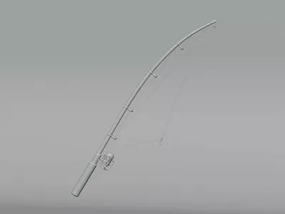 Reel fishing rod Low-poly 3D model