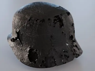 Rusted WW II Helmet Low-poly 3D model
