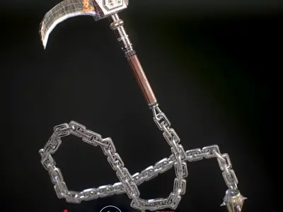 HIE Game Ready Kusarigama Low-poly 3D model