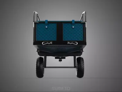 FENCE DRAY TRAILER CART TOW GARDEN TRACTOR SAFETY RAILINGS HITCH 3D model