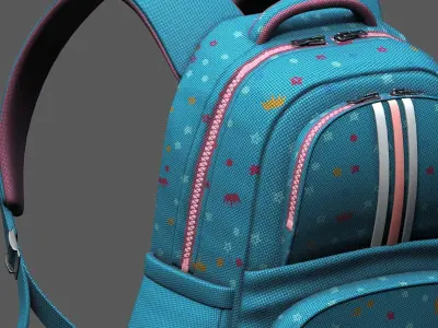 Backpack for kid baggage bag luggage human  Low-poly 3D model