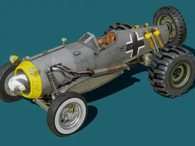 Fw 190 Airplane to Car Conversion Free low-poly 3D model