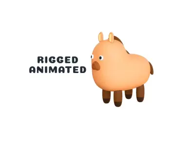 Low-Poly Horse Animated - Fun World Animal Low-poly 3D model