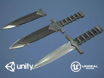 Dagger Low-poly 3D model 6