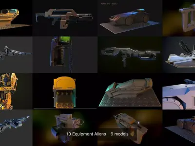 10 Equipment Aliens  3D Model Pack