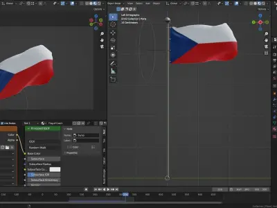 Animated Czech Republic Flags 3D model