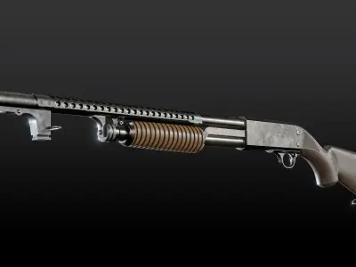 WWII Trench Shotgun Low-poly 3D model