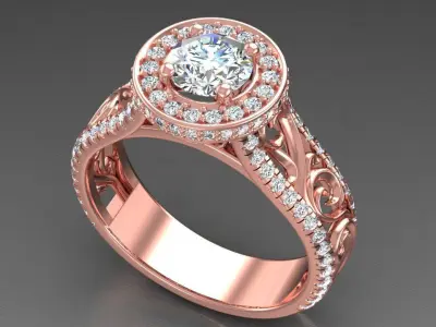 Engagement halo ring 3D model purchase