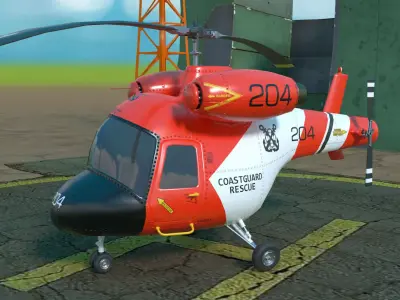 Rigged cartoon helicopter Low-poly 3D model