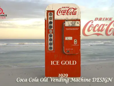 Coca Cola  Old Big   Vending Machine  design Low-poly 3D model