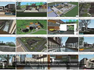 Collection 18 Sketchup Recreational Tourism models 3D Model Pack purchase