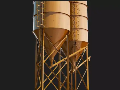 Cement Silo for construction site 3d model 3D model