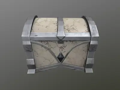 Stylized 3D low poly marble chest Low-poly 3D model