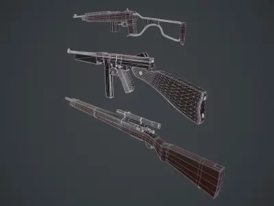 Set of military gun Low-poly 3D model