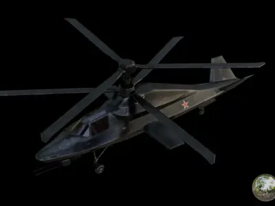 Ka 58 black Ghost Helicopter Low-poly 3D model