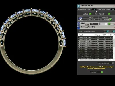 Dainty Half Diamond Band Ring 3D print model