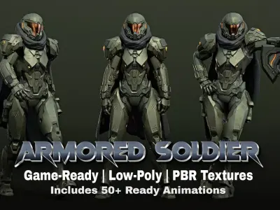 Armored Soldier Low-poly 3D model