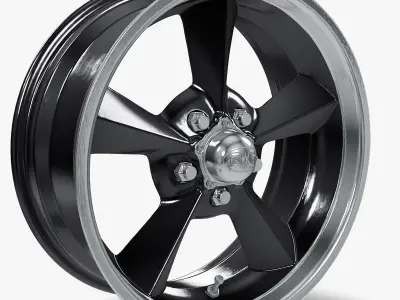 BG Rod Works Old School Wheel 17x8 Gunmetal With Machined Lip  Low-poly 3D model