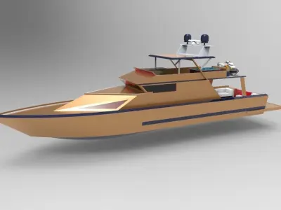 gold yacht 3D model by octagram14