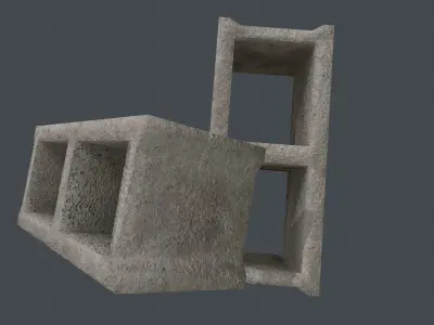 Concrete Block PBR Game Ready Low-poly 3D model
