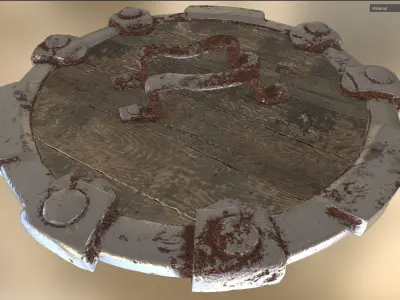 Shield Low Poly wooden table with lot of holes in it Low-poly 3D model