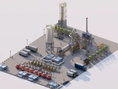 Industrial Factory-Petrochemical-Factory building 3D model