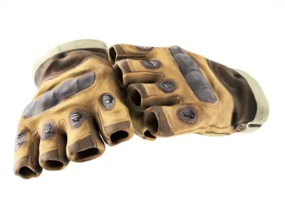 Half finger military leather gloves 07 Low-poly 3D model