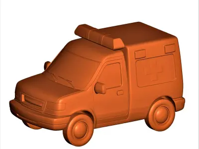 ambulance cartoon vehicle  3D print model