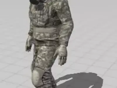 soldier in a gas mask Low-poly 3D model