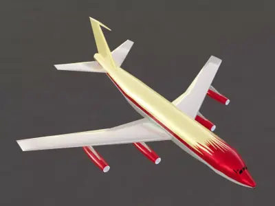Fictional Quad Engine 1950s Jetliner B 367-80 Inspired Low-poly 3D model